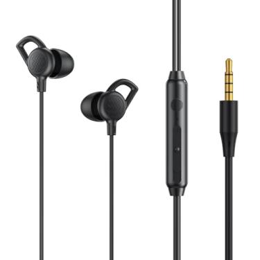 Imagem de okcsc Fones de ouvido intra-auriculares D10 para dormir, antiruído, silicone macio com microfone, fone de ouvido confortável, fones de ouvido estéreo, mini fone de ouvido preto