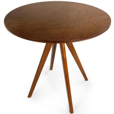 Imagem de Mesa De Jantar Redonda Rústica 78cm Em Madeira Multilaminada - Castanho