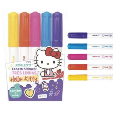 Imagem de Caneta Hidrocor 3 Linhas Hello Kitty - 5 Cores - Leo E Leo