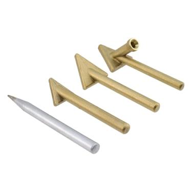 Imagem de Antrader Pontas de solda de plástico, pontas de ferro de solda de soldador dourado pontas de substituição de cabeça de ferro de solda de cobre triangular, conjunto de 4 peças