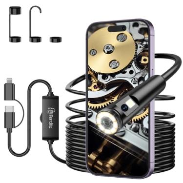 Imagem de Ferdiiz [Lente Dupla] Câmera Endoscópica Com Luz, Boroscópio Hd 1920P 8 Luzes Led Ajustáveis, Semi-Rígida Tipo Cobra De 16,4 Pés Endoscópio À Prova D'Água Ip67 7,9 Mm Para Ios E Android