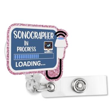 Imagem de Sixrip Carretel de crachá retrátil engraçado ultrassonografista em andamento com clipe jacaré, presente para técnico de ultrassom, ultrassonografia, diagnóstico, maternidade, enfermeira, enfermagem