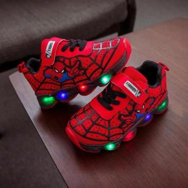 Imagem de Tênis Infantil Homem-Aranha Com Luz LED Respirável Antiderrapante Para