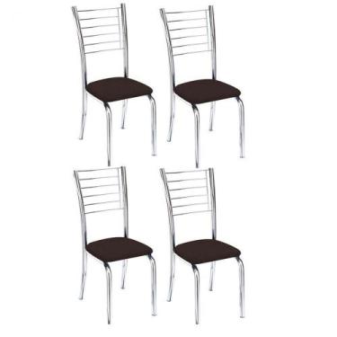 Imagem de Kit 4 Cadeiras Iara Cromada Para Cozinha Marrom - GAT MAGAZINE