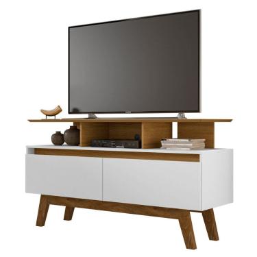 Imagem de Rack Bancada Para TV Até 50 Pol. 2 Portas Rubi 1.2 Cinamomo/Branco - Bechara