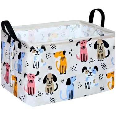 Imagem de Cesto de roupa suja DUYIY Dog Pattern 38x26x25cm com alças