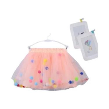 Imagem de Saia Tutu Infantil de Tule com Pompom - Vestido de Princesa para Menin