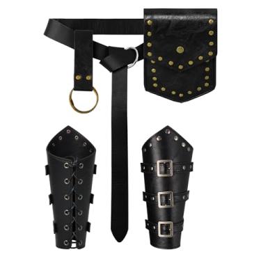 Imagem de Cinto Viking Renascentista Medieval Vintage Bolsa de Cintura de Couro Sintético Acessórios para Halloween LARP Cosplay (1 Bolsa-Preto)