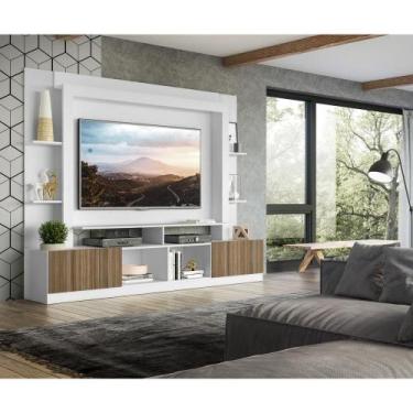 Imagem de Estante Com Suporte Para Até 65 Fg3386 Branca/madeirada - MULTIMOVEIS