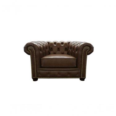 Imagem de Poltrona Chesterfield De Couro Marrom Bicolor
