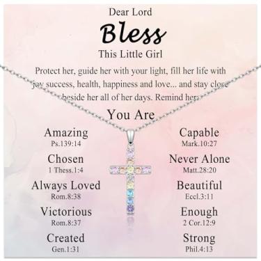 Imagem de Colar de cruz para meninas, joias religiosas cristãs, presentes para meninas, filha, neta, irmã, sobrinha, amiga, aniversário, Natal, Dia dos Namorados, Páscoa, formatura, batismo, comunhão, presente