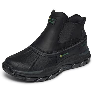 Imagem de Skechers Bota masculina John Deere masculina slip ins Midcut impermeável Chelsea Duckboot com borracha Goodyear, Preto, 11 X-Wide