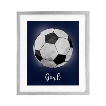 Imagem de Stupell Industries Impressão emoldurada preta Game On Soccer Goal sob vidro, design de Christine Simpson Art, 40 x 33