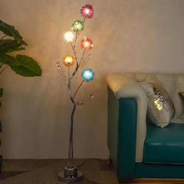 Imagem de Luminária de chão nórdica moderna com estampa floral, em alumínio, para sala de estar, sofá, quarto, casamento, com LED, originalidade e design decorativo (Estilo 25)
