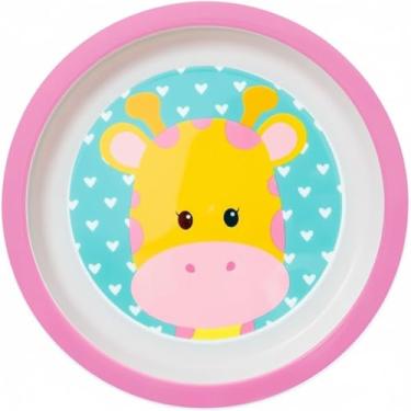 Imagem de Prato Infantil de Melamina com Unicórnio, Rosa e Turquesa, Decorado com Corações, para Refeições de Crianças