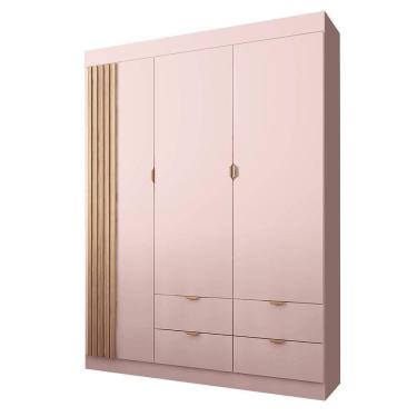 Imagem de Guarda Roupa Infantil Ayla 3 Portas E 4 Gavetas Rosê Acetinado - Phoenix Baby Rosê Acetinado