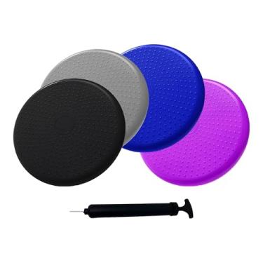 Imagem de JustGoFit Disco de Equilíbrio Inflável para Pilates e Crossfit – Superfície Texturizada – Bomba Inclusa – Exercícios de Força e Estabilidade (Preto)