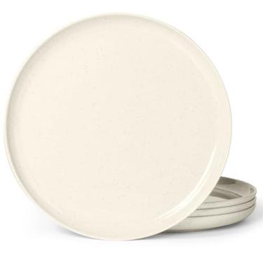 Imagem de Conjunto de pratos de jantar de 4 peças de 27,4 cm, adequado para pratos redondos de tamanho grande, pode ser lavado na lava-louças, conjunto de louça de grau alimentício de melamina adequado para uso