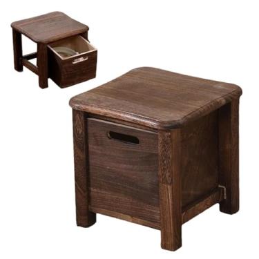 Imagem de HGTRH Espreguiçadeira de madeira maciça, otomano de armazenamento, banco multifuncional para uso doméstico com acabamento carbonizado, design que economiza espaço para sala de estar e entrada, carvão