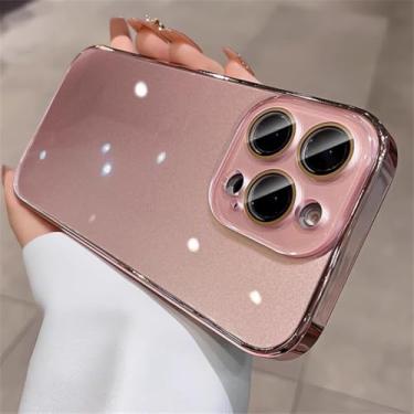 Imagem de Capa protetora de luxo com revestimento cromado e acabamento brilhante para iPhone 15, 16 Pro Max, Air 14, 13, 12 e 11, com lente de vidro cristal (para iPhone 15/Ouro Rosa).
