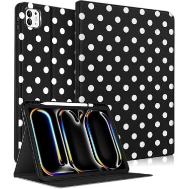 Imagem de Wazzasoft for iPad Pro 13 Inch Case M5 2025/M4 2024 - Women Girls Cute Smart Folio Cover (Auto Wake/Sleep) with Build-in Pencil Holder for Apple Tablet Soft TPU Protective Cover,Polka Dots
