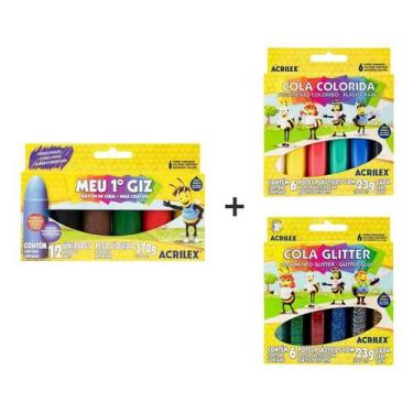 Imagem de Giz de Cera Meu 1 + Cola Colorida + Cola Glitter Acrilex