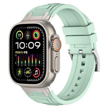 Imagem de KAPPDE Pulseira de borracha para Apple Watch Ultra 2 de 49 mm, 45 mm, 44 mm, séries 10, 9, 8, 7, 6, 5, 4, 3, 2 e 1 SE, com conector de metal S10 de 46 mm e 42 mm (K,S10 de 42 mm)
