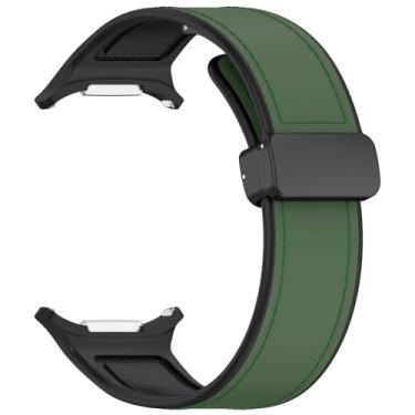 Imagem de RORFFK Pulseira de couro de silicone para Samsung Watch 7 Ultra, fivela magnética, esportiva, pulseira de relógio de laço macio para Galaxy Watch 7 de 47 mm, Watch 7 Ultra, Ágata