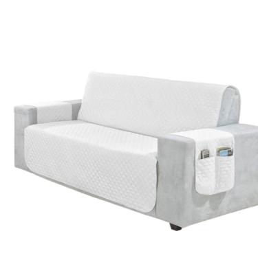 Imagem de Protetor de Sofá 2 3 4 Lugares Retrátil (1,00/1,50/1,80/2,20m) Capa Matelada Porta Objetos(BRANCO,3 Lugares (1,80m) King)