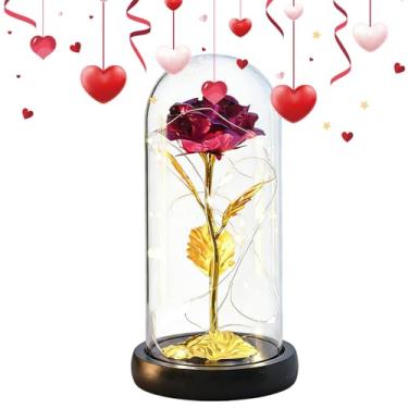Imagem de Flor preservada | Rosa romântica iluminada em cúpula acrílica | com flor infinita clara | para mãe, mulher, avó, filha, esposa, dos namorados, aniversário, Natal