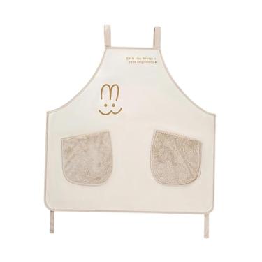 Imagem de Baoblaze de cozinha com bolsos, sem mangas, à água e óleo, para homens e mulheres, ideal para limpeza doméstica, cafeterias confeitaria, Cor Creme