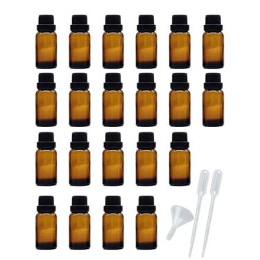 Imagem de AFMNQZ Conjunto de 50 frascos de vidro âmbar de 1 ml com redutor de orifício e tampa pequenos frascos de óleo essencial (20 ml)