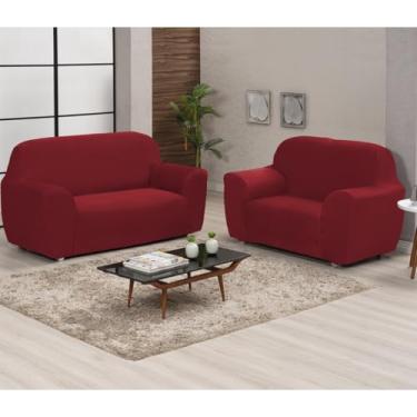 Imagem de Capa de Sofá King Coladinha 3 e 2 Lugares Protetora Elástica Ajustável (vermelho)