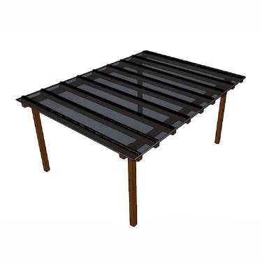 Imagem de Kit Policarbonato Fume 4mm 4,00m X 3,00m - Perfis Pretos Fumê: 20% De Transmissão De Luz