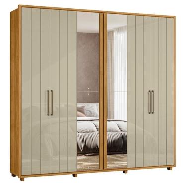 Imagem de Guarda Roupa Casal Miro 6 Portas Com Espelho 250 Cm Cumaru Opala Madetec Cumaru Opala