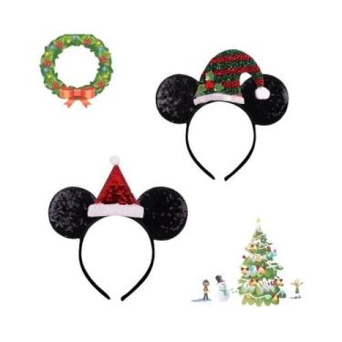 Imagem de Tiara De Natal Mickey Mouse Com Orelhas De Flor De Neve, Acessórios De