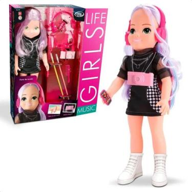 Imagem de Brinquedo Boneca Girls Life Music 100% Vinil Com Acessórios Faz de Con