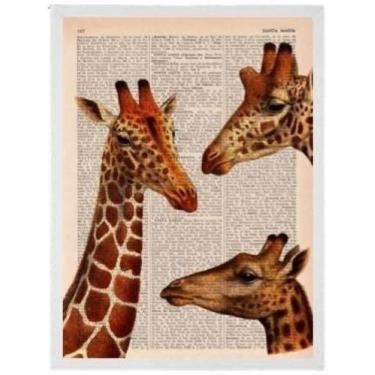 Imagem de Quadro Decorativo Trio Girafas Moldura Branca 24X18Cm - Quadros On-Lin