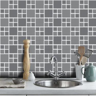 Imagem de Adesivo Destacável Pastilha para Cozinha Big Grafite - TaColado, 10 x 