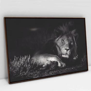Imagem de Quadro Decorativo Leão Preto e Branco em tela Canvas - TaColado, 90 x 