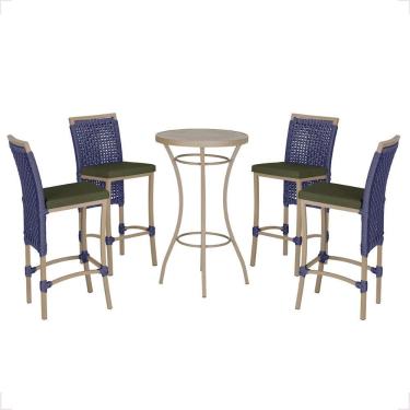 Imagem de Mesa Bistro E 4 Banquetas Roma Fendi Corda Náutica 12 Azul