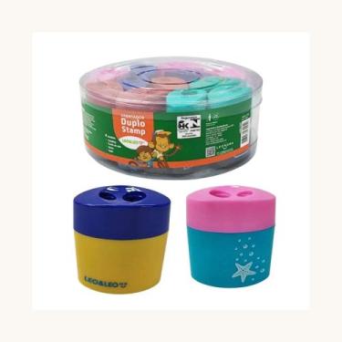 Imagem de Apontador Duplo Estampado com Depósito (Pote c/ 12 unidades) Leo&Leo L