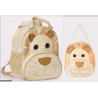 Imagem de Kit Mochila Infantil Cachorro Azul P + G Bebê Escolar - Luckbaby, Leão