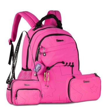 Imagem de Kit Luluca Mochila com Lancheira e Estojo Cores Modernas, Rosa