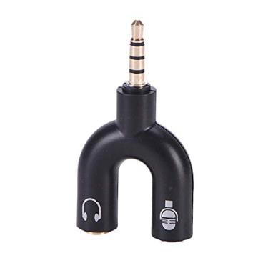 Imagem de Fone de ouvido estéreo premium fone de ouvido 3,5 mm preto adaptador divisor tipo U (preto) conveniente