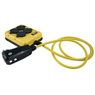 Imagem de Woods Caixa Quad 2516 Coleman Duplex de Ângulo Reto com Gfci, 125 V, 15 A, 14/3 Awg Sjtw, Medidor, Amarelo