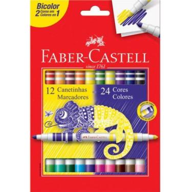 Imagem de Caneta Hidrográfica Faber-Castell Bicolor 12 Unidades E 24 Cores