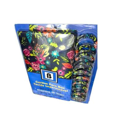 Imagem de Cortina De Box Pvc Lavável Banheiro Com Argolas 1.80Cm X1.80