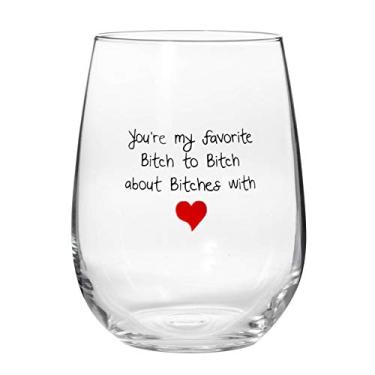 Imagem de Artisan Owl You're My Favorite Bitch To Bitch About Bitches With - Presente engraçado de taça de vinho para melhor amigo - Taça de vinho grande sem haste de 500 ml