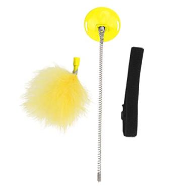 Imagem de Brinquedos Interativos Da Pena Do Gato, Brinquedos Interativos Do Gato Da Pena Do Teaser Do Gato Do Colar Dos Gatos Com Brinquedos Interativos Da Pena Do Teaser Do Pescoço Auto-animado(Amarelo)